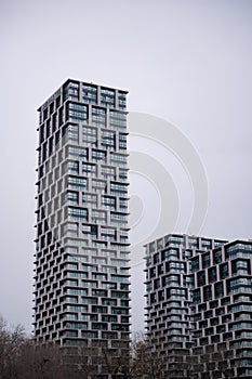 Modern High-Rise Buildings Against a Gray Sky