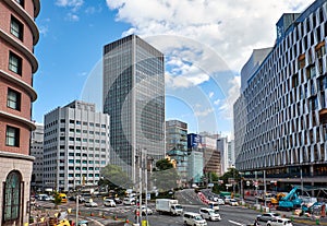 The modern high-rise buildings and road junctions surroundings the Osaka station. Japan
