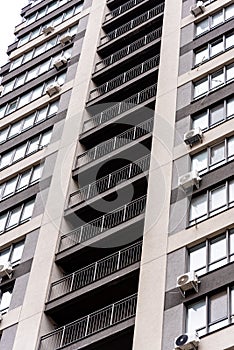 Modern high-rise residential building close-up full frame