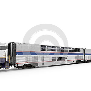 Modern high-speed double deck train on white. 3D illustration