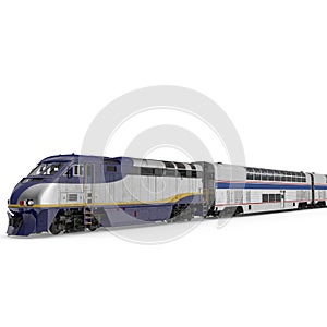 Modern high-speed double deck train on white. 3D illustration