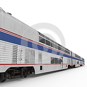 Modern high-speed double deck train on white. 3D illustration