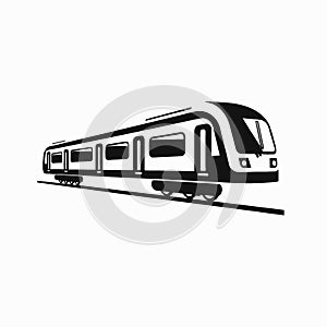 Modern high speed passenger train vector minimalist illustration silhouette