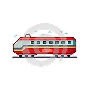 Modern High-Speed Red Train, Vector Illustration on White