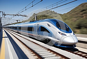 Modern high speed train. Generative AI