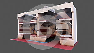 Modern high speed train interior 3d render