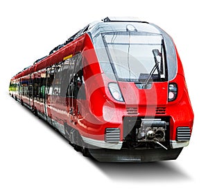 Modern high speed train isolated on white