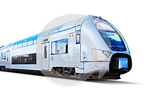 Modern high speed train isolated on white