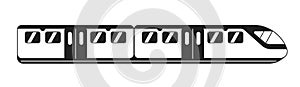 Modern high speed train monochrome flat vector object