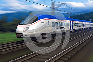 Modern high speed train with motion blur