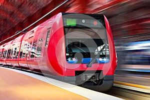 Modern high speed train with motion blur