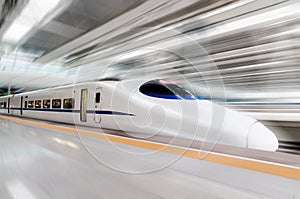 modern high speed train with motion blur