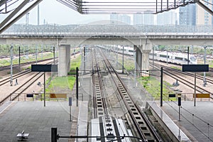 Modern high speed train at the railways station
