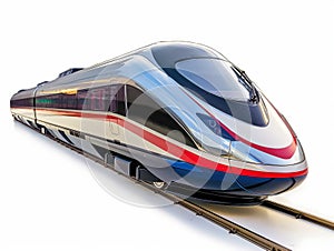 Modern High-Speed Train on Tracks