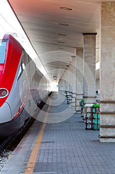 Modern high speed train at train station