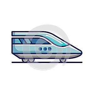 Modern high-speed train vector illustration with simple design on a white background