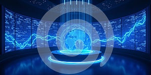 Advanced Tech Control Room with Futuristic Interface