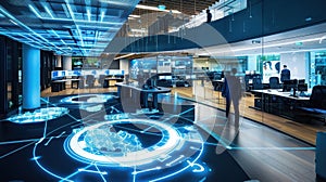 Modern High-Tech Office with Autonomous Workstations