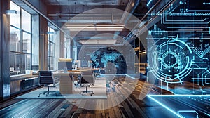 Modern High-Tech Office with Autonomous Workstations