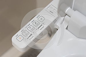 Modern high tech toilet with electronic bidet in Thailand. Indus