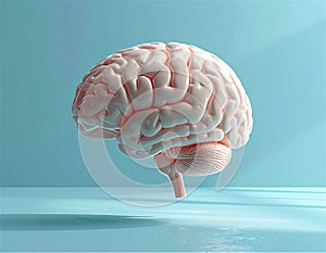 Modern Scientific Ceramic Brain Model with Glossy Surface and Soft Studio Lighting