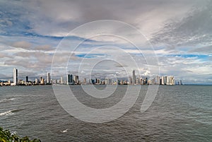 Modern highrise buildings seen from downtown Panama City, Panama