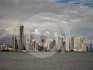 Modern highrise buildings seen from downtown Panama City, Panama