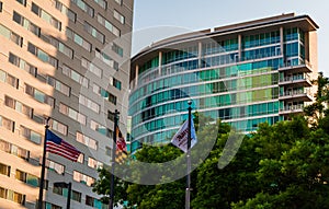 Modern highrises in Baltimore, Maryland.
