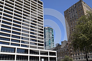 Modern and historic buildings in city Fort Worth