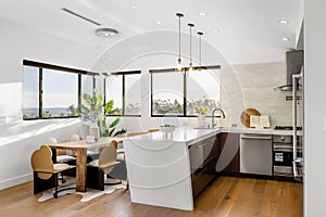 Modern Hollywood Hills home kitchen in Los Angeles, California, with a remodel of an older house