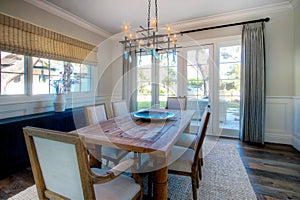 Modern Home Dining Room With Wood Table