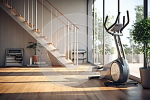 Modern Home Gym Area with Exercise Machine for Sports Workouts