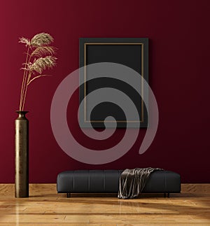 Modern home interior background, mock up poster wall