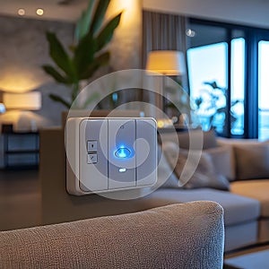 Modern Home Interior with Smart Light Switch Illustration