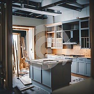 Modern Home Kitchen Construction, Creating a New Culinary Space, Generative AI