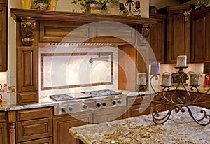 Modern home kitchen stainless gas range photo