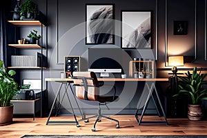 Modern home office interior design room. Generative ai