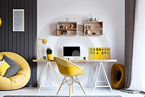 Modern home office interior scandinavian design room. Generative ai