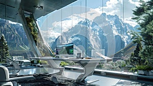 Modern Home Office with Nature View