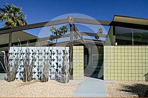 Modern Home in Palm Springs with Pitched Roof and Front Patio