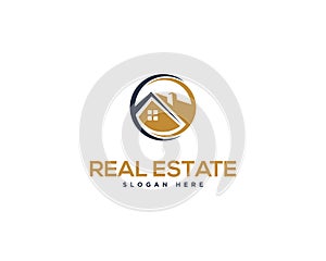 Modern home real estate logo design icon.