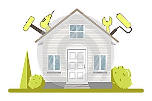 Modern Home Renovation. house project Vector Illustration isolated on white background