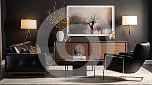 a modern home\'s living room while the inviting armchair beckons you to relax and unwind, AI Generative