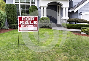 Modern Home for Sale with sign in front yard