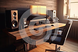 Modern homeoffice workspace created with generative AI technology