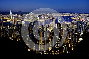 Modern Hongkong skyline at night