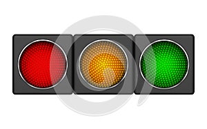 Modern horizontal led traffic light with of switching-on red, ye