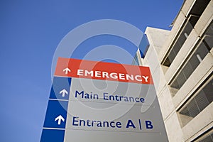 Modern hospital and emergency sign photo