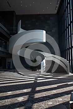 Modern hotel architecture. Lobby staircase