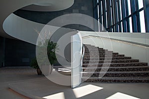 Modern hotel architecture. Lobby staircase
